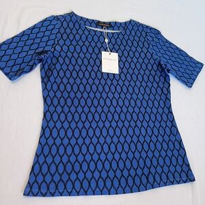 Downeast NEW Sz M Blue Patterned Women's Short Sleeved Top